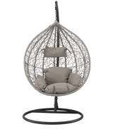 Poltrona sospesa Garden Line grigio chiaro in technorattan con cuscino grigio