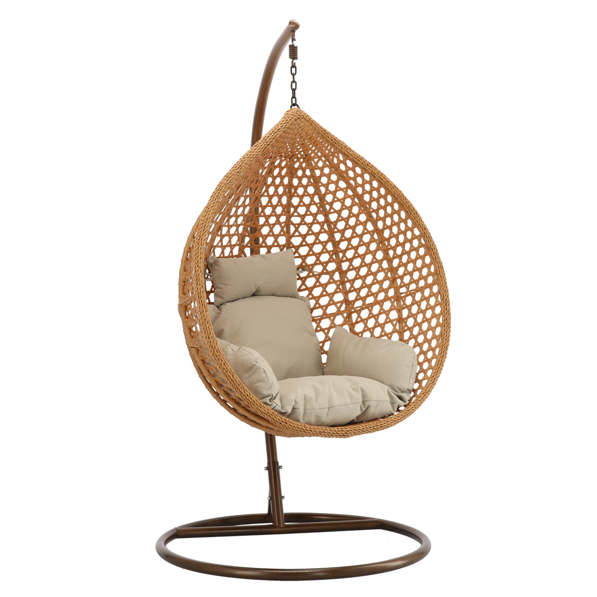 Poltrona Sospesa Garden Line Naturale Technorattan Cuscino Beige 150kg