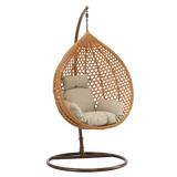 Poltrona Sospesa Garden Line Naturale Technorattan Cuscino Beige 150kg