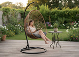 Poltrona Sospesa Garden Line Naturale Technorattan Cuscino Grigio Scuro 150kg
