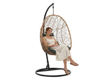 Poltrona Sospesa Garden Line Naturale Technorattan Cuscino Grigio Scuro 150kg