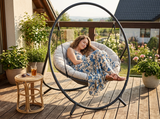 Poltrona Sospesa Sobre Premium Garden Line Naturale Cuscino Grigio 150kg