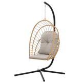 Poltrona Sospesa Pieghevole Eris Garden Line Marrone Cuscino Grigio 140kg
