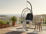 Poltrona Sospesa Pieghevole Eris Garden Line Nera Cuscino Nero 140kg