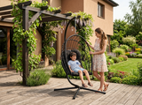 Poltrona Sospesa Pieghevole Eris Garden Line Nera Cuscino Nero 140kg