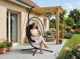 Poltrona Sospesa Pieghevole Eris Garden Line Nera Cuscino Nero 140kg