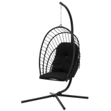 Poltrona Sospesa Pieghevole Eris Garden Line Nera Cuscino Nero 140kg