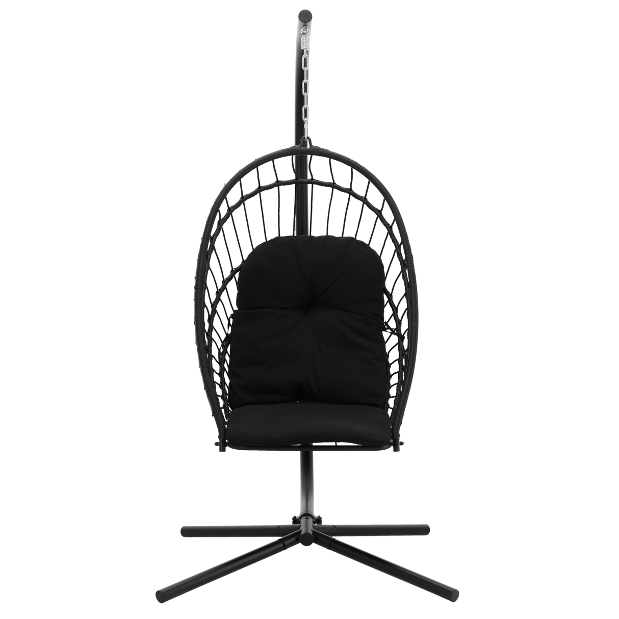 Poltrona Sospesa Pieghevole Eris Garden Line Nera Cuscino Nero 140kg