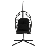 Poltrona Sospesa Pieghevole Eris Garden Line Nera Cuscino Nero 140kg