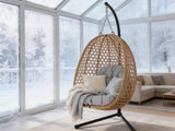 Poltrona Sospesa Pieghevole Faron Garden Line Naturale Cuscino Grigio 150kg