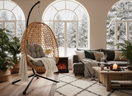 Poltrona sospesa pieghevole Faron Garden Line naturale con cuscino grigio