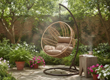 Poltrona Sospesa Sobre Premium Garden Line Naturale Cuscino Grigio 150kg