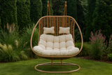 Poltrona Sospesa 2 Posti Garden Line Naturale Cuscino Crema 150kg