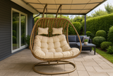 Poltrona Sospesa 2 Posti Garden Line Naturale Cuscino Crema 150kg