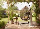 Poltrona Sospesa Garden Line Grigia Technorattan Cuscino Marrone 150kg