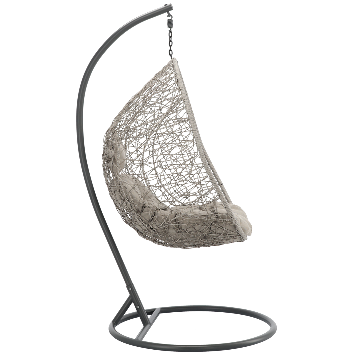 Poltrona Sospesa Garden Line Grigia Technorattan Cuscino Grigio 150kg