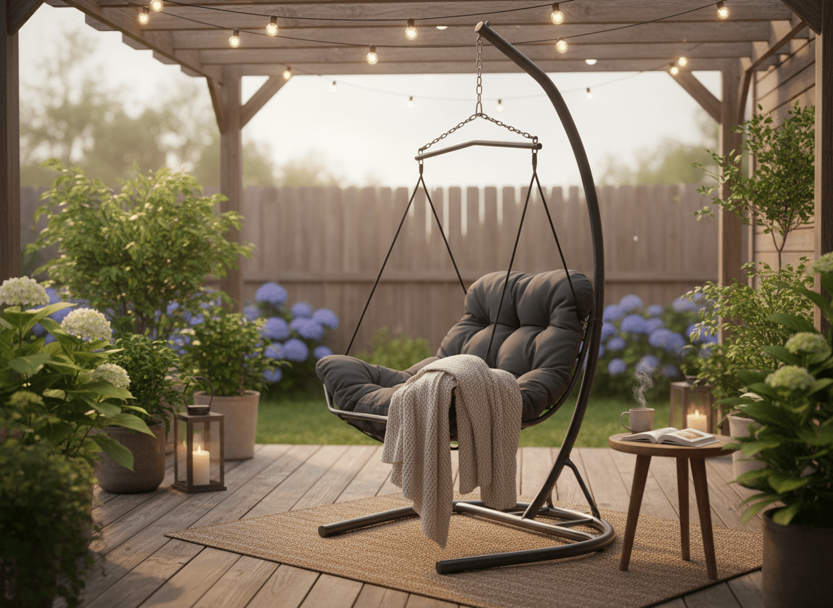 Poltrona Sospesa Tumber Garden Line Antracite Cuscino Pianka Telaio 120kg