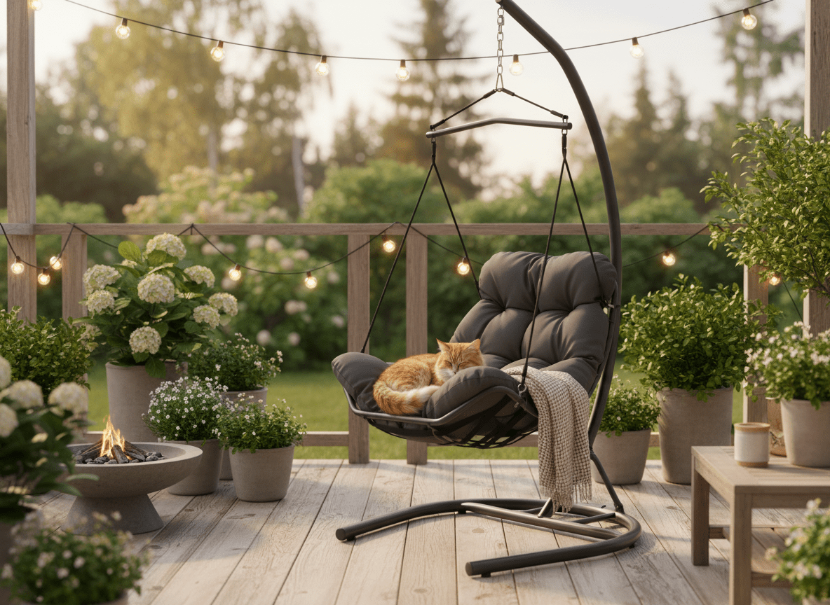 Poltrona Sospesa Tumber Garden Line Antracite Cuscino Pianka Telaio 120kg
