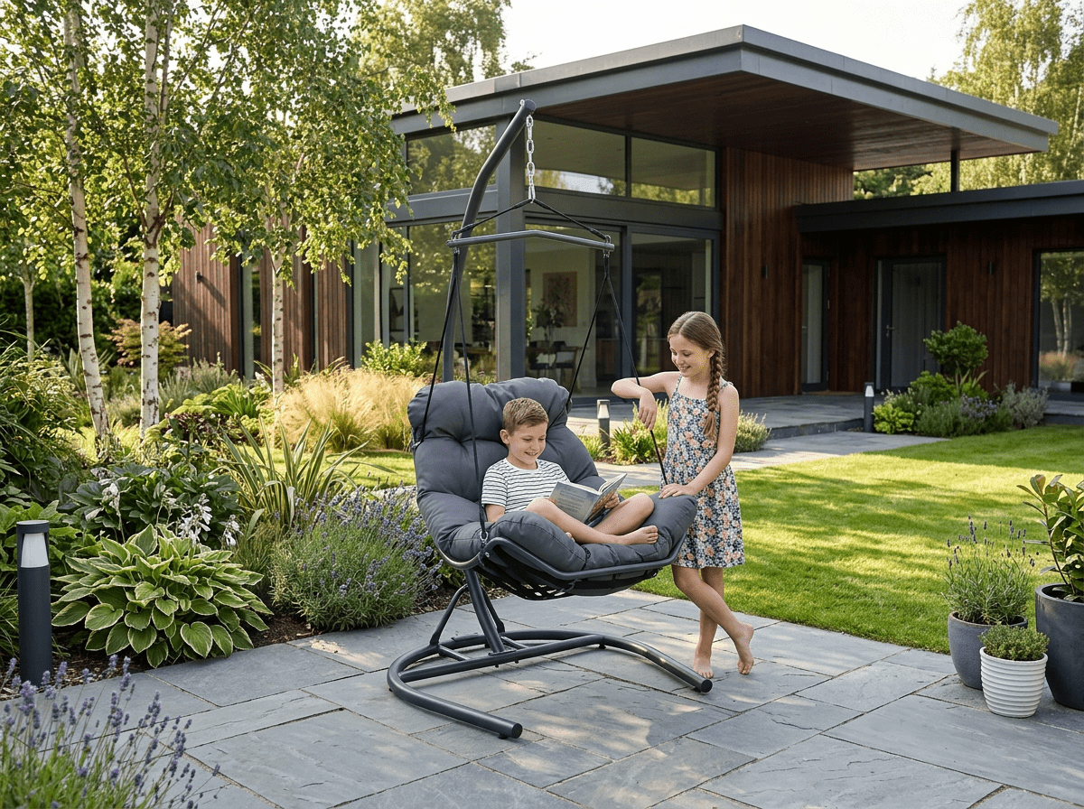 Poltrona Sospesa Tumber Garden Line Antracite Cuscino Pianka Telaio 120kg