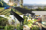 Set Tavolo Giardino Pieghevole 180cm + 2 Panche Nero