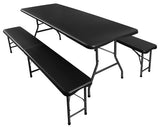 Set Tavolo Giardino Pieghevole 180cm + 2 Panche Nero