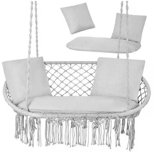 Altalena Doppia da Giardino con Cuscino Grigio o Crema – Relax Outdoor Comfort