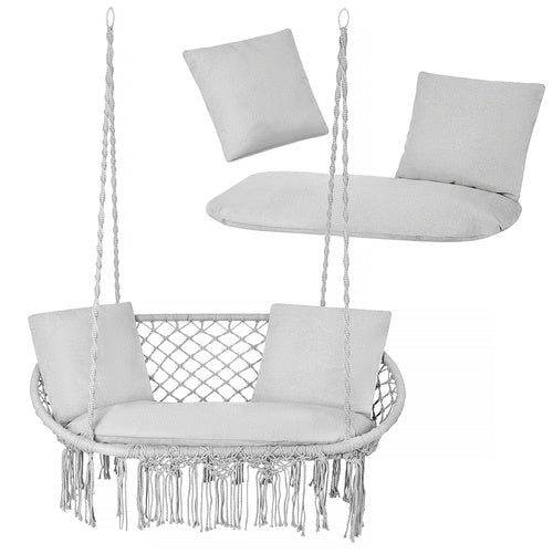 Altalena Doppia da Giardino con Cuscino Grigio o Crema – Relax Outdoor Comfort