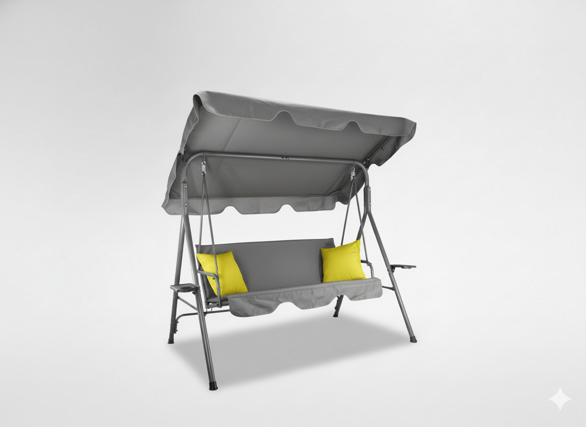 Dondolo da Giardino 3 Posti Garden Line A-Type Grigio Lime Tettuccio 220kg