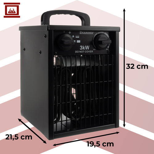 Termoventilatore elettrico 3000W con termostato IPX4 – riscalda fino a 30 m²