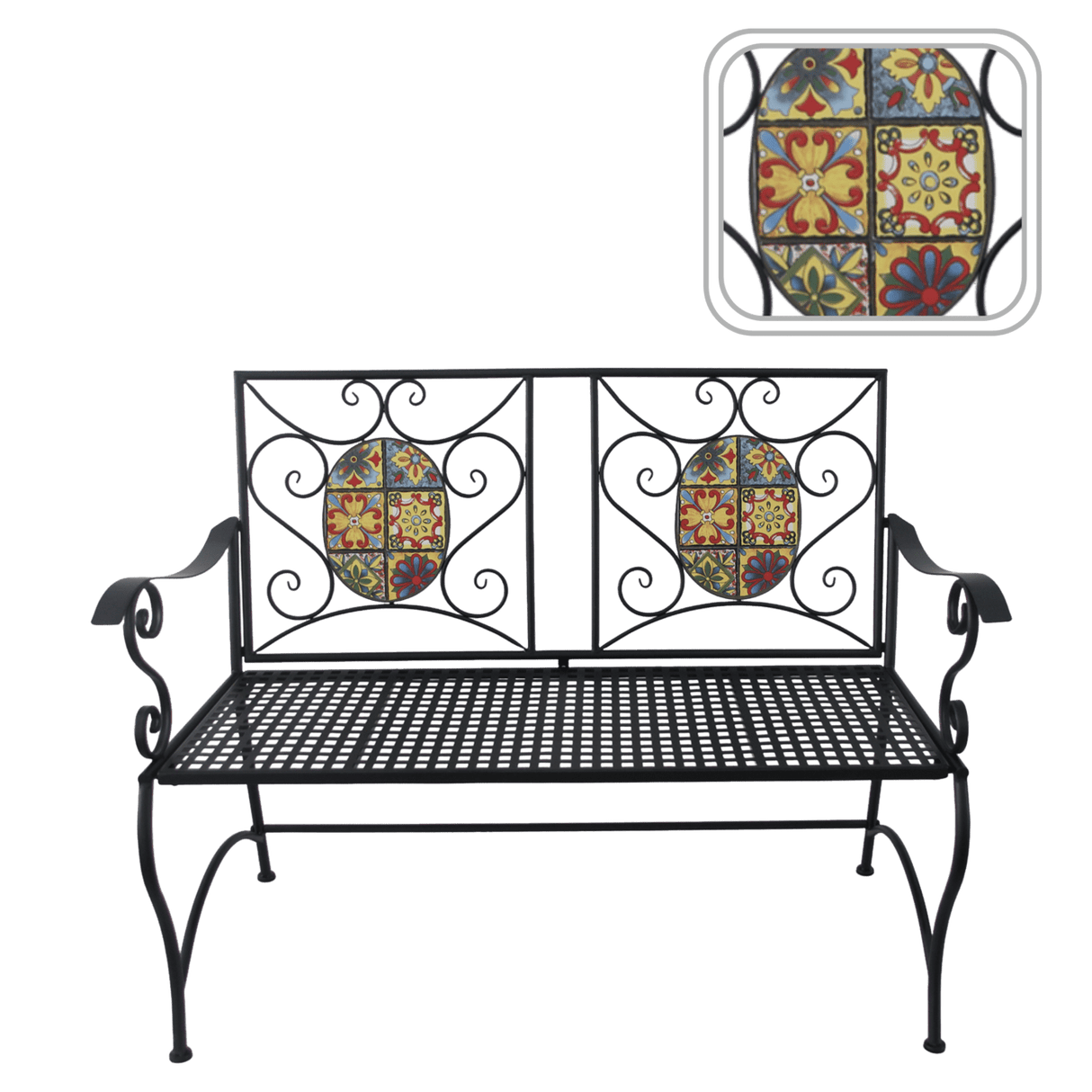 Panchina da Giardino Stile Mosaico 115x56x90 cm