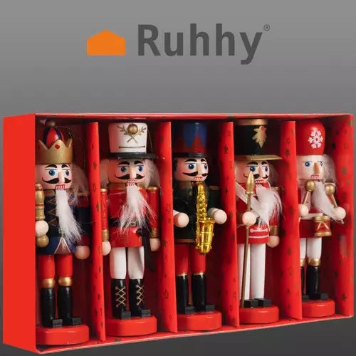 Set di 5 S Schiaccinaoci in Legno 2 in 1 con Bocca Apribile, Appese o da Tavolo