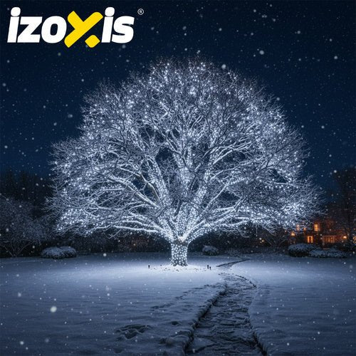 Luci di Natale IZOXIS 500 LED – 35 m, Bianco Freddo, IP44, 8 Modalità + Flash – Per Esterni e Interni