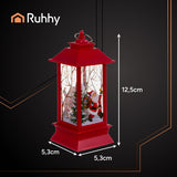 Lanterna Natalizia a LED Decorazione in Grigio, Bianco e Rosso con Luce Calda