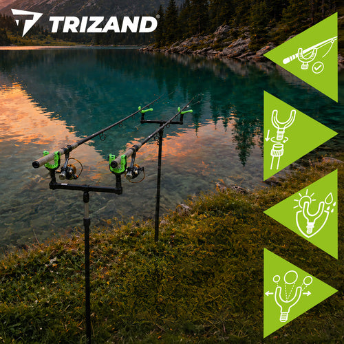 Set 2 supporti porta-canna da pesca anteriori + posteriori – TPR/ABS/acciaio inox