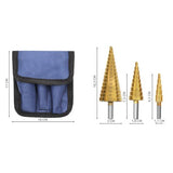 Set 3 Punte a Gradini Coniche HSS Titanio 4-32mm