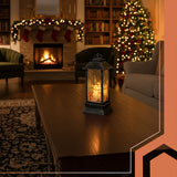 Lanterna Natalizia a LED Decorazione in Grigio, Bianco e Rosso con Luce Calda