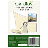Vela ombreggiante triangolare 4×4×4 m – poliestere 180 g/m², beige, anelli in acciaio inox