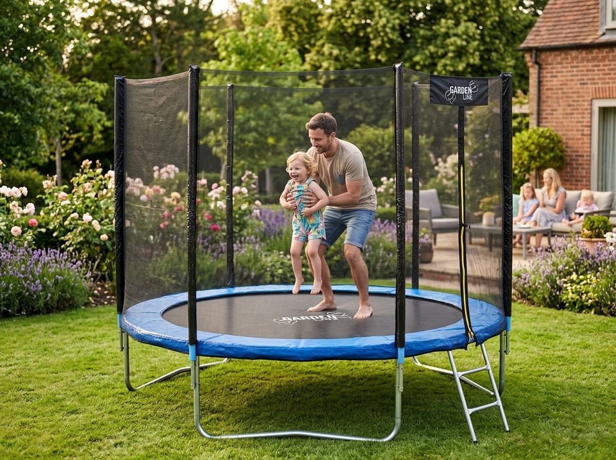 Trampolino da Giardino 312cm Garden Line Con Rete e  Scaletta 54 Molle CE GS