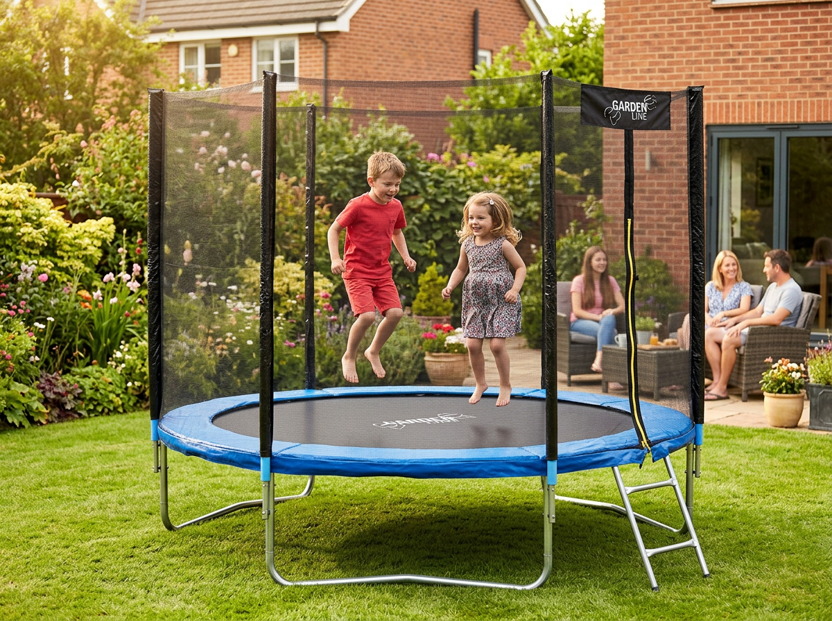 Trampolino da Giardino 312cm Garden Line Con Rete e  Scaletta 54 Molle CE GS