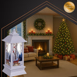 Lanterna Natalizia a LED Decorazione in Grigio, Bianco e Rosso con Luce Calda