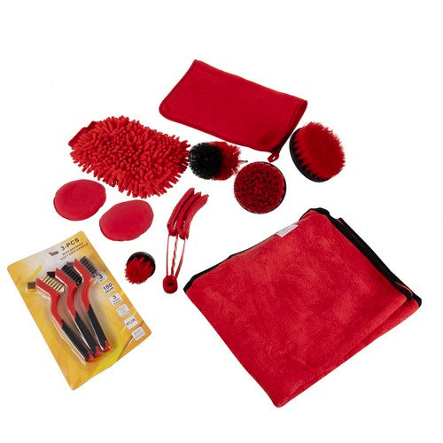 Kit detailing auto set 19 pezzi con borsa