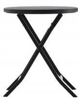 Set Mobili da Balcone Nero Tavolo + 2 Sedie Pieghevoli