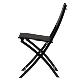 Set Mobili da Balcone Nero Tavolo + 2 Sedie Pieghevoli