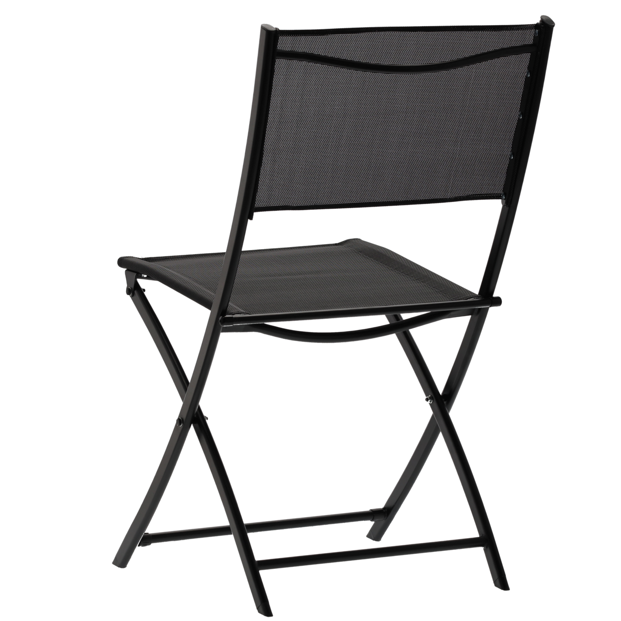 Set Mobili da Balcone Nero Tavolo + 2 Sedie Pieghevoli