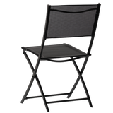 Set Mobili da Balcone Nero Tavolo + 2 Sedie Pieghevoli
