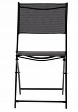 Set Mobili da Balcone Nero Tavolo + 2 Sedie Pieghevoli