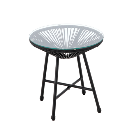 Set mobili da giardino Garden Line nero con 2 sedie e tavolino in vetro