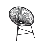 Set Mobili da Giardino Garden Line 2 Sedie Tavolino Nero Rattan Vetro 5mm