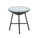 Set Mobili da Giardino Garden Line 2 Sedie Tavolino Grigio Rattan Vetro 5mm