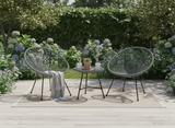 Set Mobili da Giardino Garden Line 2 Sedie Tavolino Grigio Rattan Vetro 5mm